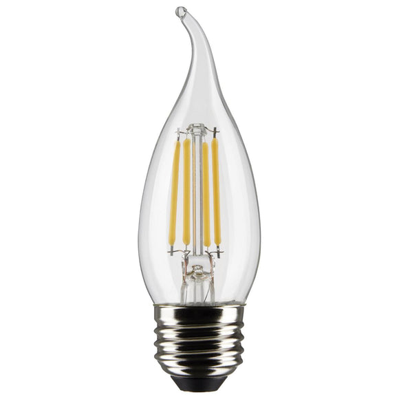 Satco S21318 5.5 Watt CA10 LED; Clear; Medium base; 90 CRI; 2700K; 120 Volt (5.5W)